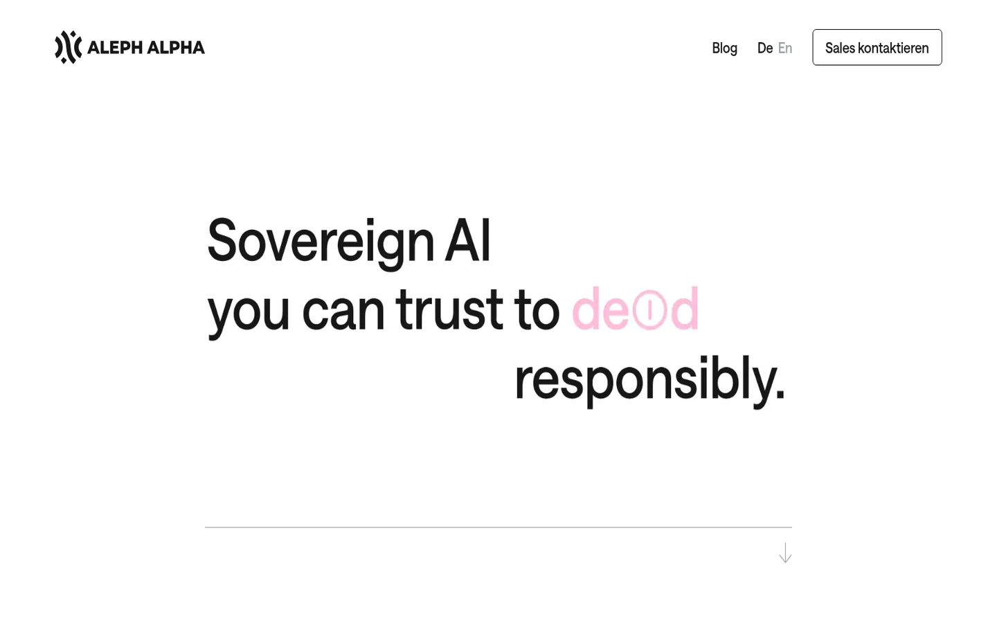 Aleph Alpha home page — “Sovereign AI you can trust to act responsibly”